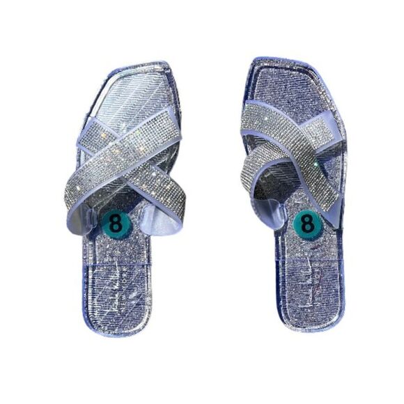 Nicole Miller Transparent Clear Rhinestone Sandals 8 New - Picture 5 of 5